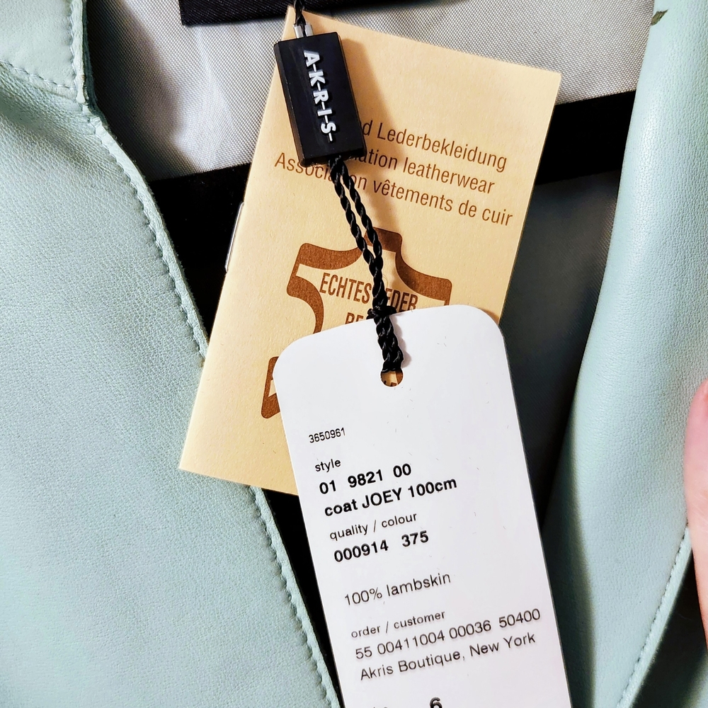 Vintage Akris Punto Light Mint Leather Lambskin J… - image 4